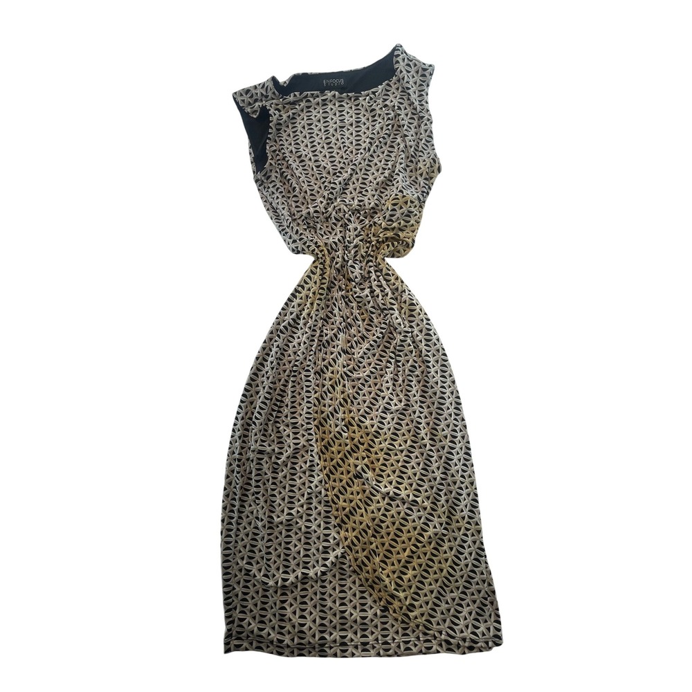 Enfocus‎ Studio Women's Dress Size 12 Sleeveless Geometric Print Black Beige